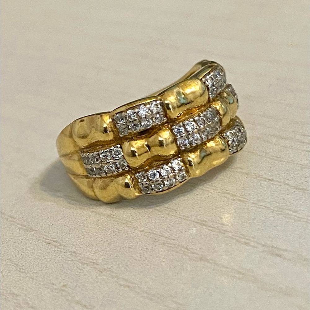 Gold Over Sterling Silver CZ Ring Size 7